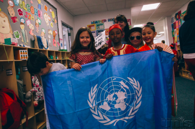 Junior School students celebrate this years U.N. Day.