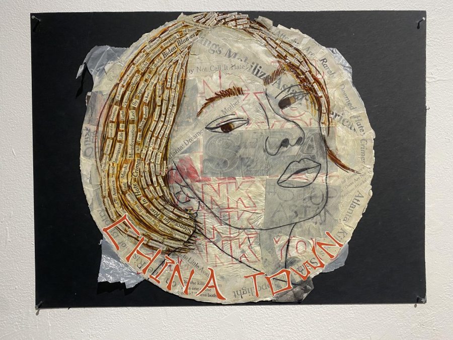 “I am not a virus,” a mixed-media artwork by Sophie Hafter.
